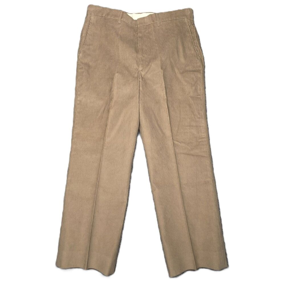 Haggar Corduroy Pants Men's 36x29 Brown Beige Dress Slacks Trousers